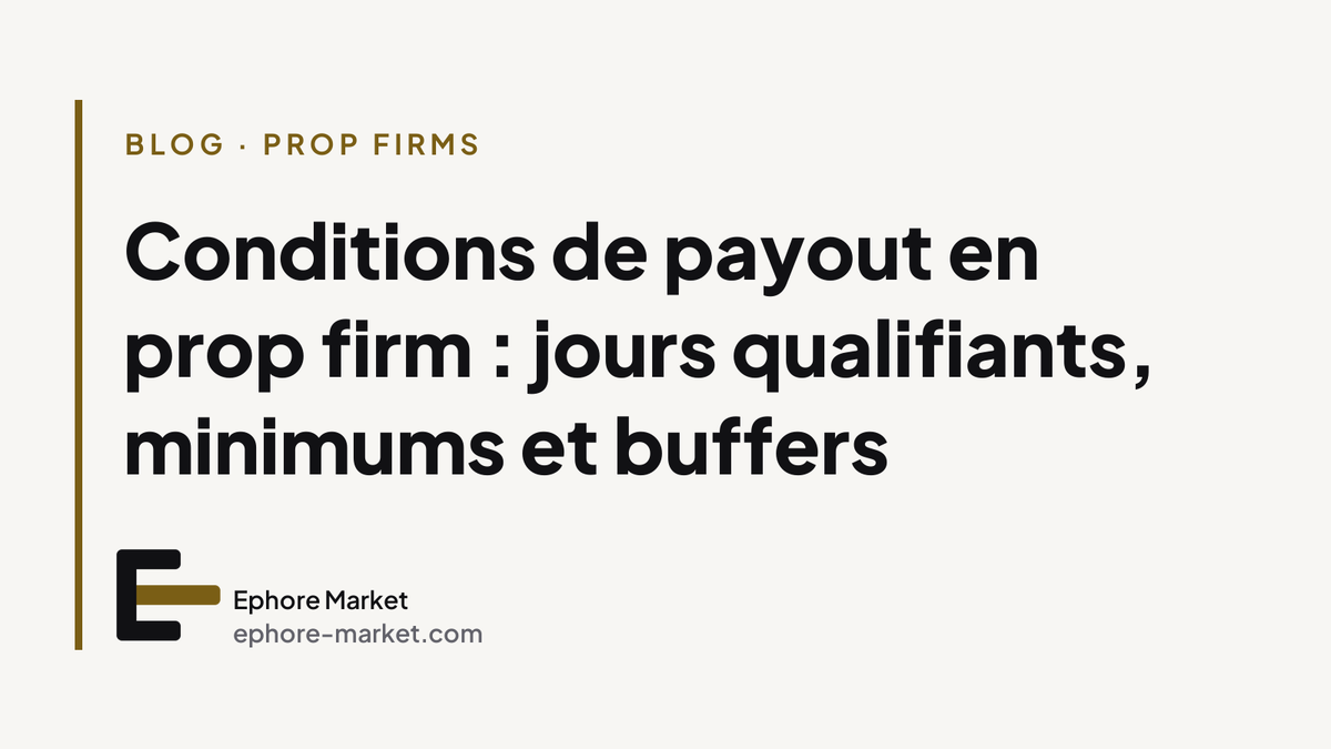 Conditions de payout en prop firm : jours qualifiants, minimums et buffers
